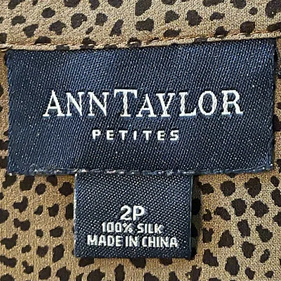 EUC Ann Taylor 100% Silk Dark Brown and Tan Sleeveless Button Down Blouse - Picture 4 of 7